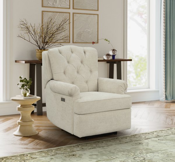 Barcalounger Everly Power Recline-Tweed-Beige