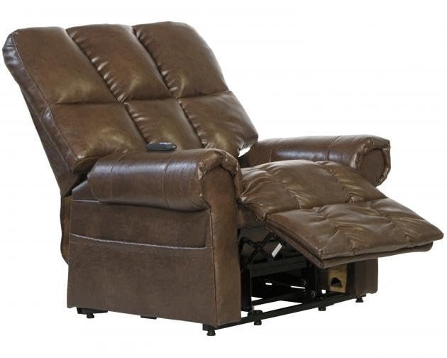 Catnapper Stallworth Power Lift Full Lay-Out Chaise Recliner-Chestnut