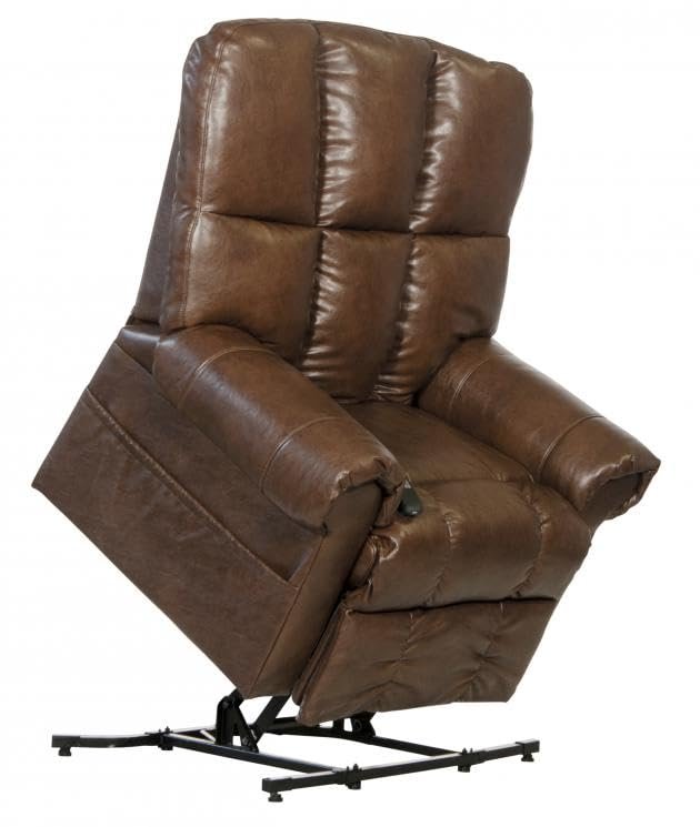 Catnapper Stallworth Power Lift Full Lay-Out Chaise Recliner-Chestnut