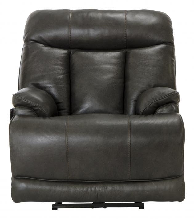 Catnapper Naples Power Headrest Power Lay Flat Recliner w/Extended Ottoman-Steel