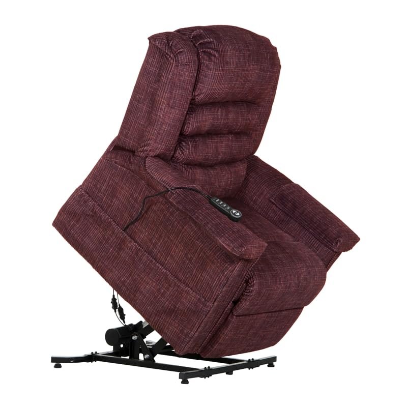 Catnapper Soother Power Lift Full Lay-Out Chaise Recliner w/Heat & Massage-Wine