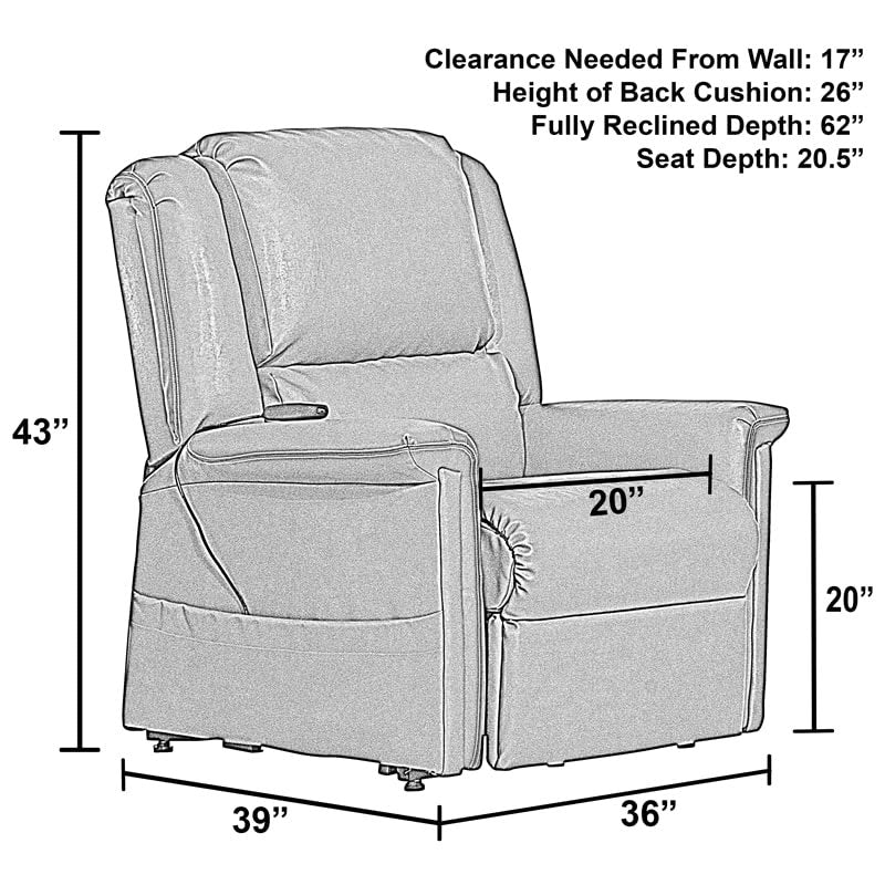 Catnapper Elsie Power Lift Lay Flat Recliner - Hospital Grade PU-Dove