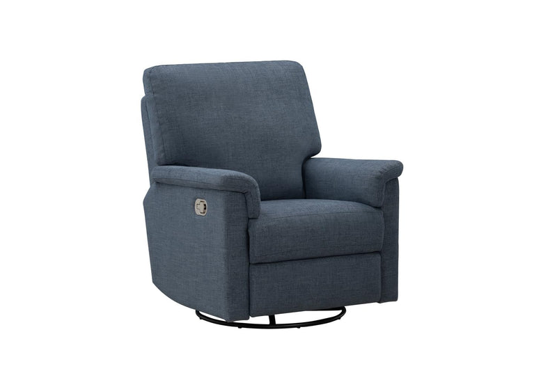 BarcaLounger Dawn Manual Swivel Glider Recliner-Tweed Indigo Blue