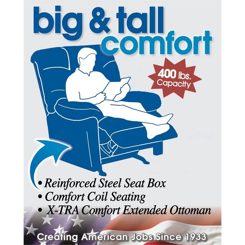 Catnapper Dawkins Power Lay Flat Recliner w/Oversized X-tra Comfort Footrest-Chocolate