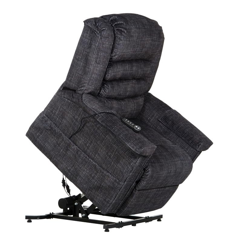 Catnapper Soother Power Lift Full Lay-Out Chaise Recliner w/Heat & Massage-Smoke