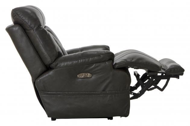 Catnapper Naples Power Headrest Power Lay Flat Recliner w/Extended Ottoman-Steel