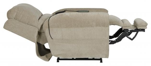 Catnapper Warner Power Headrest w/Lumbar Power Lift Lay Flat Recliner w/Dual Motor & Extended Ottoman-Putty