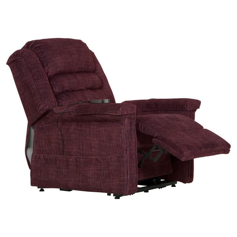 Catnapper Soother Power Lift Full Lay-Out Chaise Recliner w/Heat & Massage-Wine