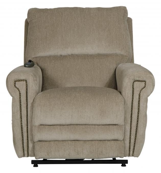 Catnapper Warner Power Headrest w/Lumbar Power Lift Lay Flat Recliner w/Dual Motor & Extended Ottoman-Putty