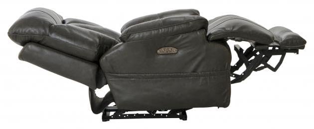 Catnapper Naples Power Headrest Power Lay Flat Recliner w/Extended Ottoman-Steel