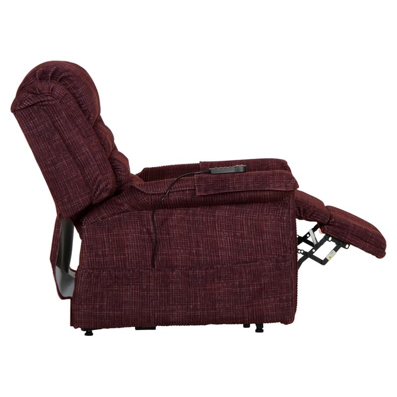 Catnapper Soother Power Lift Full Lay-Out Chaise Recliner w/Heat & Massage-Wine