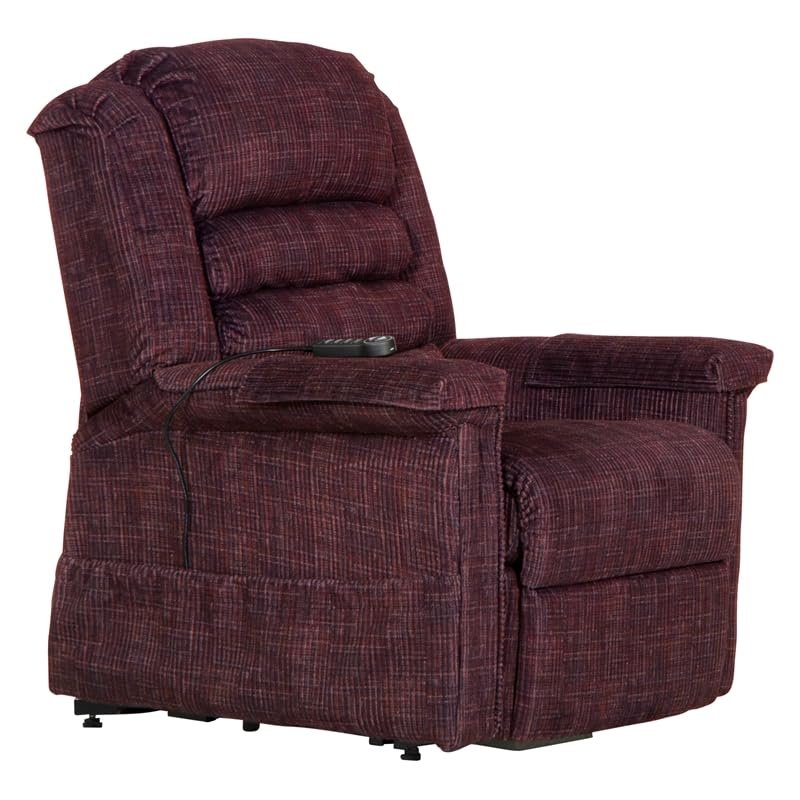 Catnapper Soother Power Lift Full Lay-Out Chaise Recliner w/Heat & Massage-Wine