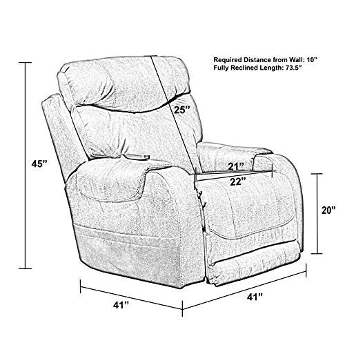 Catnapper Recharger Power Headrest Power Rocker Recliner w/CR3 Heat/Massage/Lumbar-Charcoal