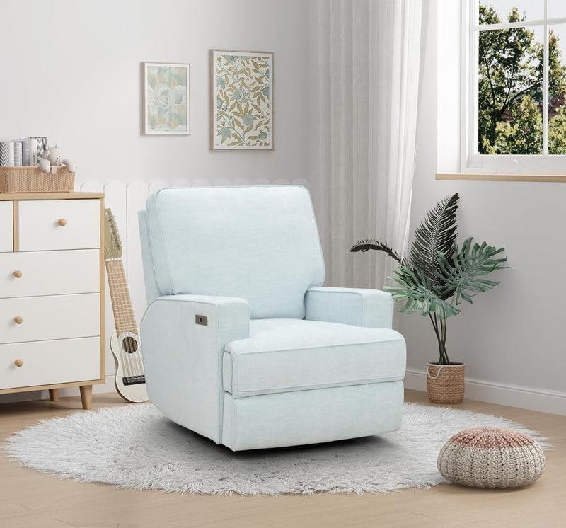 BarcaLounger Rhea Power Swivel Glider Recliner-Marci-Baby-Blue