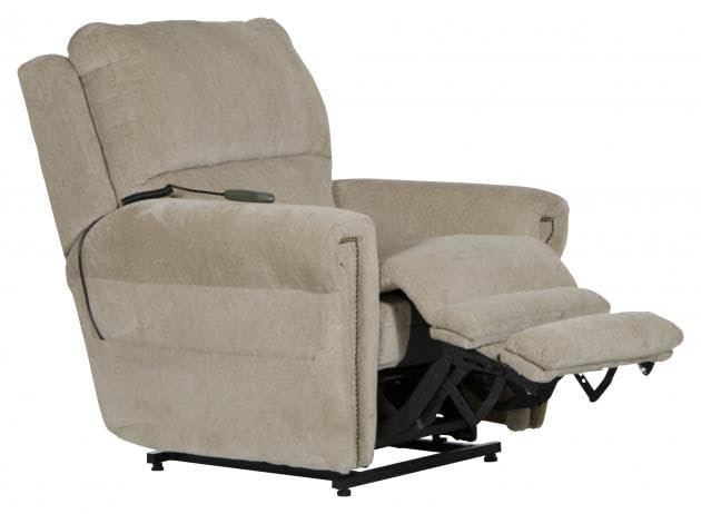 Catnapper Warner Power Headrest w/Lumbar Power Lift Lay Flat Recliner w/Dual Motor & Extended Ottoman-Putty