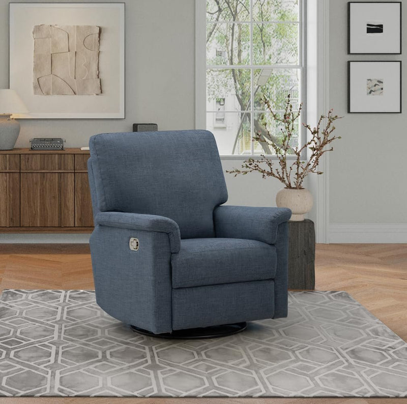 BarcaLounger Dawn Manual Swivel Glider Recliner-Tweed Indigo Blue